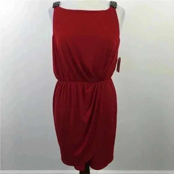Jessica Simpson red ruched  dress size 6 - Picture 1 of 9